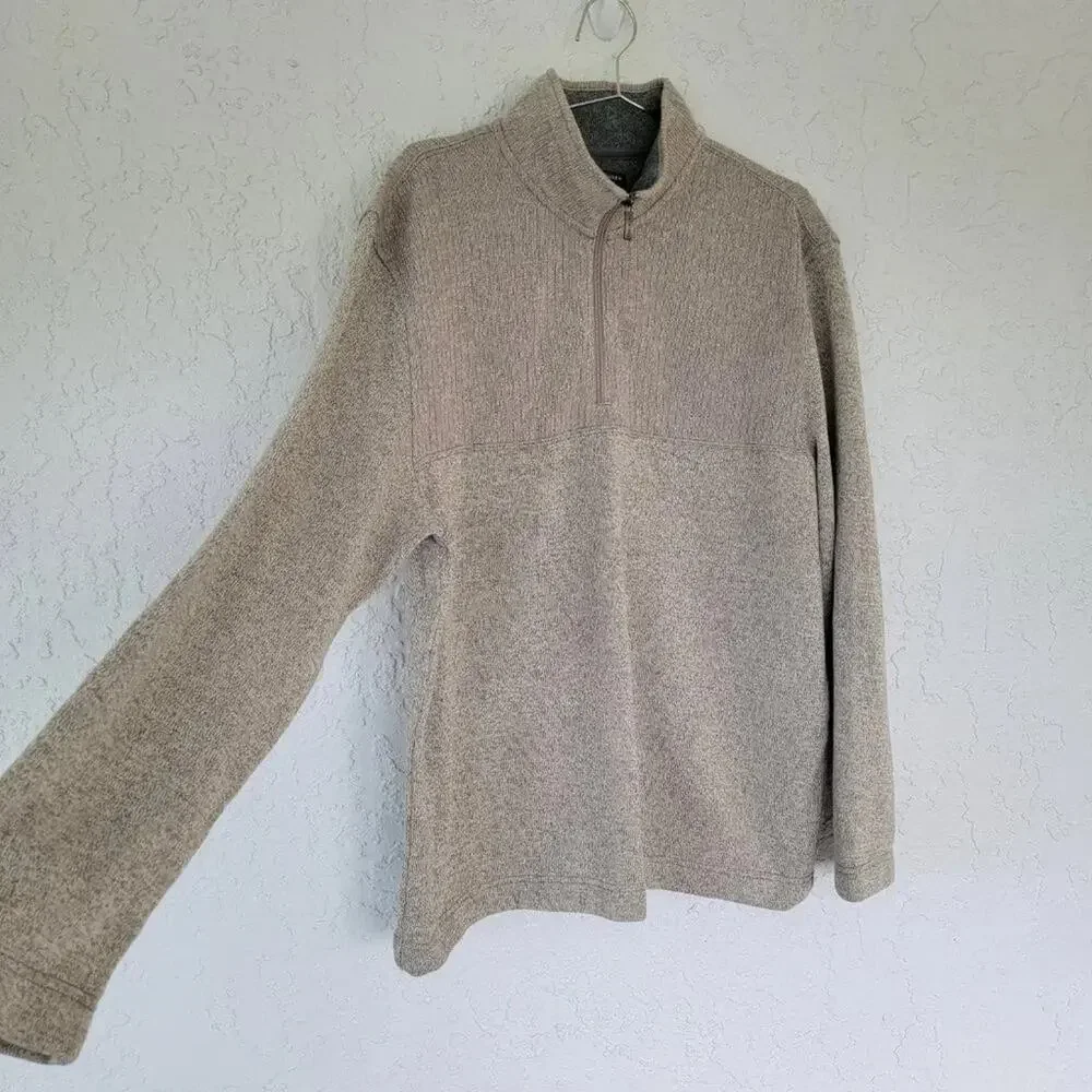 Van Heusen Pullover Sweater Beige Mens Size XL 1 4 Zip Classic Fit Long Sleeve - Picture 3 of 9